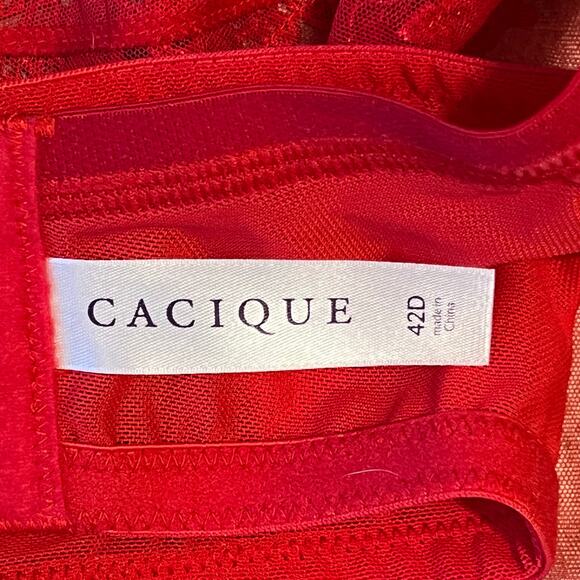 Red Cacique Mesh and Lace Underwire Bra Size 42D - Picture 4 of 4